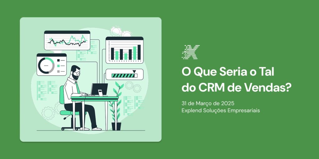 Usuário acessando CRM no notebook com telas ilustrativas do sistema